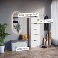 Vicco Scarpiera da ingresso Bianco 2 parti, con specchio LED