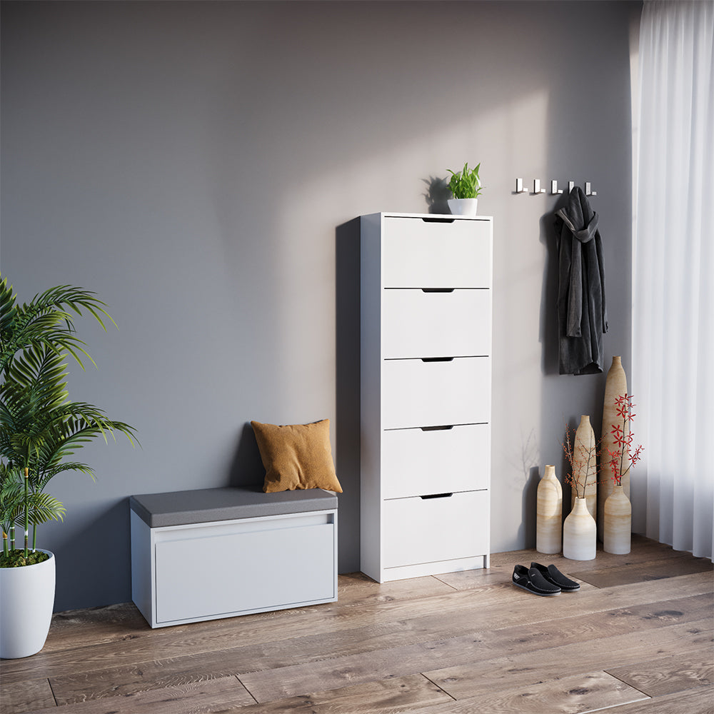 Vicco Scarpiera Bianco 2 parti, con banco