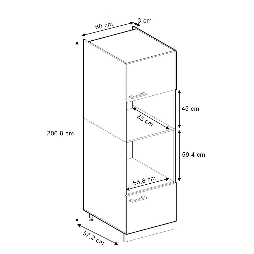 Vicco Dispensa universale Sonoma 60 cm con ripiani e ante a giorno
