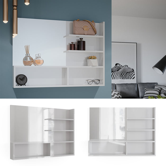 Vicco Specchio bagno Bianco lucido 89.8 x 65 cm con scomparti aperti