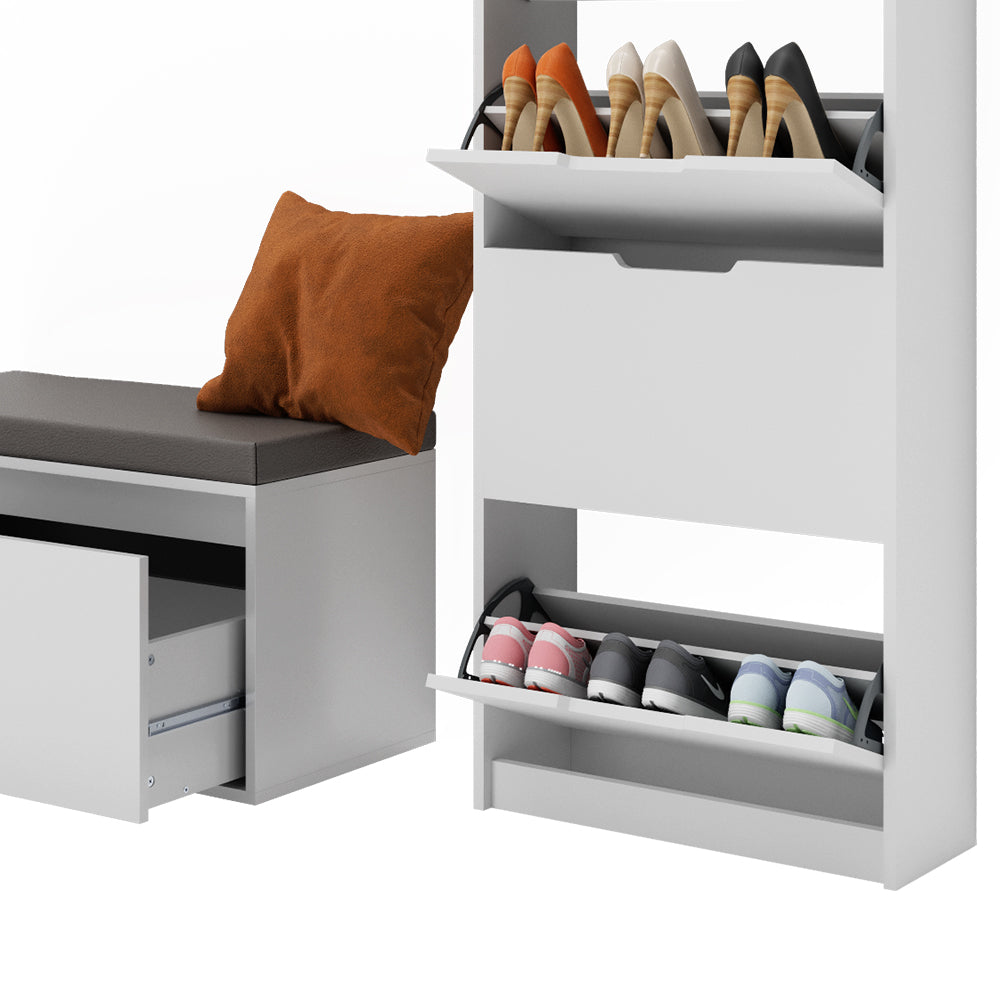 Vicco Scarpiera Bianco 2 parti, con banco