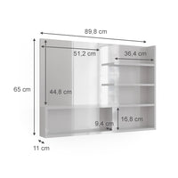Vicco Specchio bagno Bianco lucido 89.8 x 65 cm con scomparti aperti
