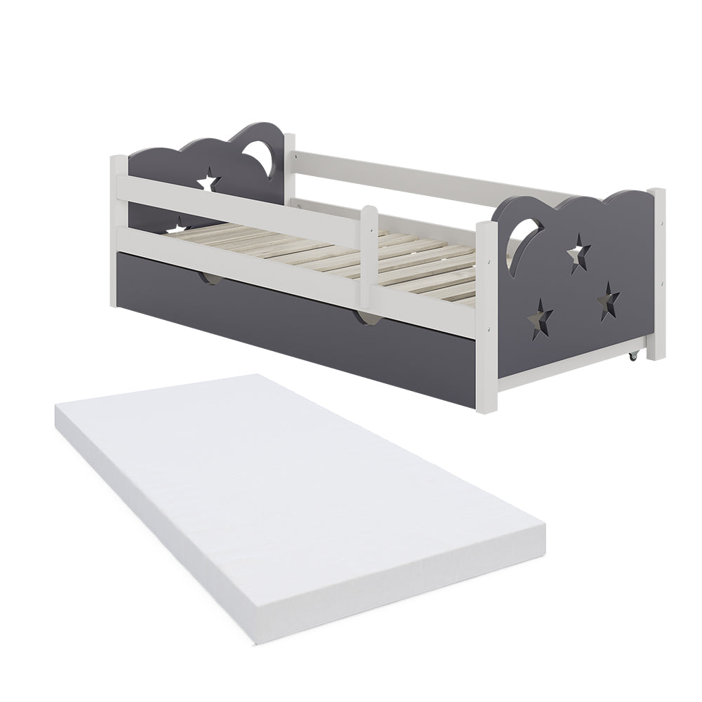 Vitalispa Letto per bambini Bianco/Grigio 80x160 cm con cassetto e materasso