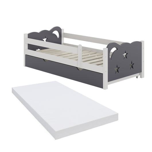 Vitalispa Letto per bambini Bianco/Grigio 80x160 cm con cassetto e materasso