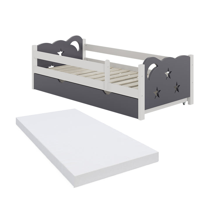 Vitalispa Letto per bambini Bianco/Grigio 80x160 cm con cassetto e materasso