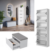 Vicco Scarpiera Bianco 2 parti, con banco