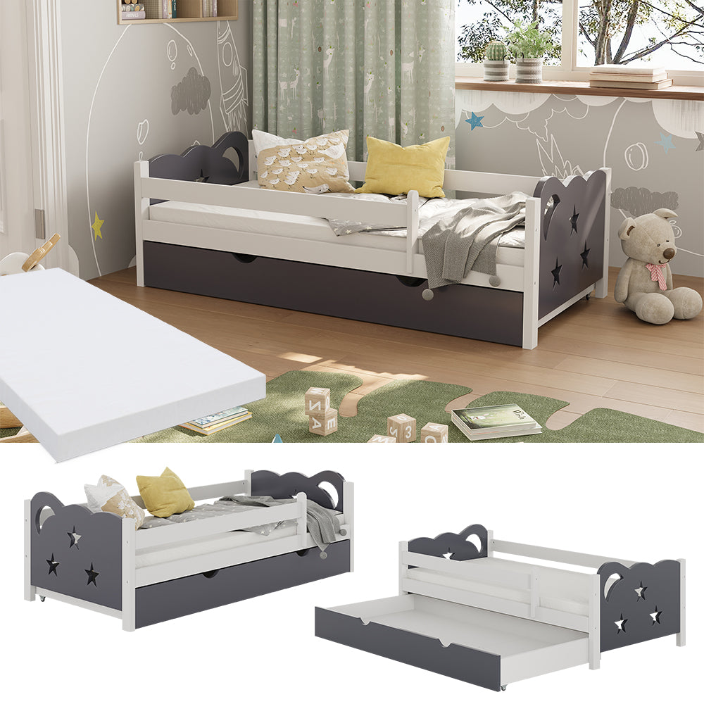 Vitalispa Letto per bambini Bianco/Grigio 80x160 cm con cassetto e materasso