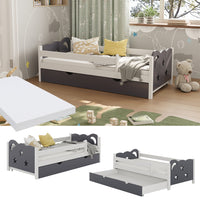 Vitalispa Letto per bambini Bianco/Grigio 80x160 cm con cassetto e materasso