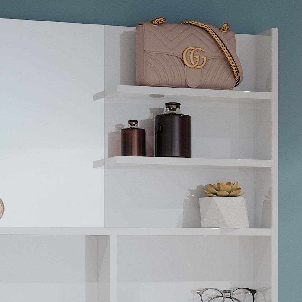 Vicco Specchio bagno Bianco lucido 89.8 x 65 cm con scomparti aperti