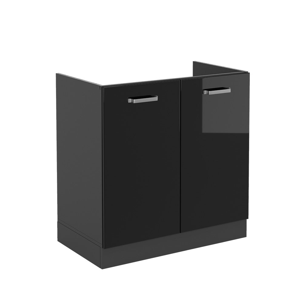 Vicco Mobile lavello cucina Nero lucido 80 cm senza piano di lavoro