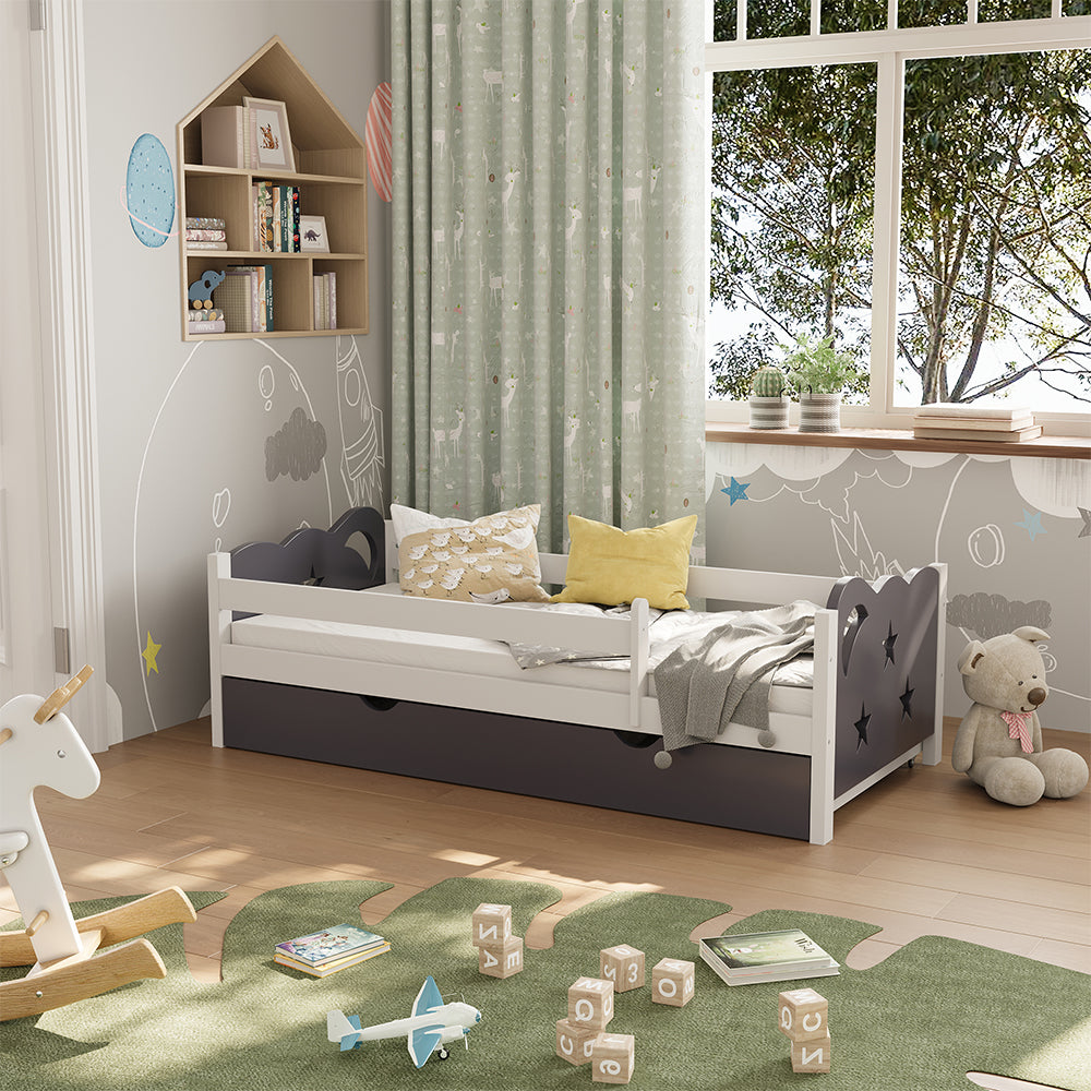 Vitalispa Letto per bambini Bianco/Grigio 80x160 cm con cassetto e materasso