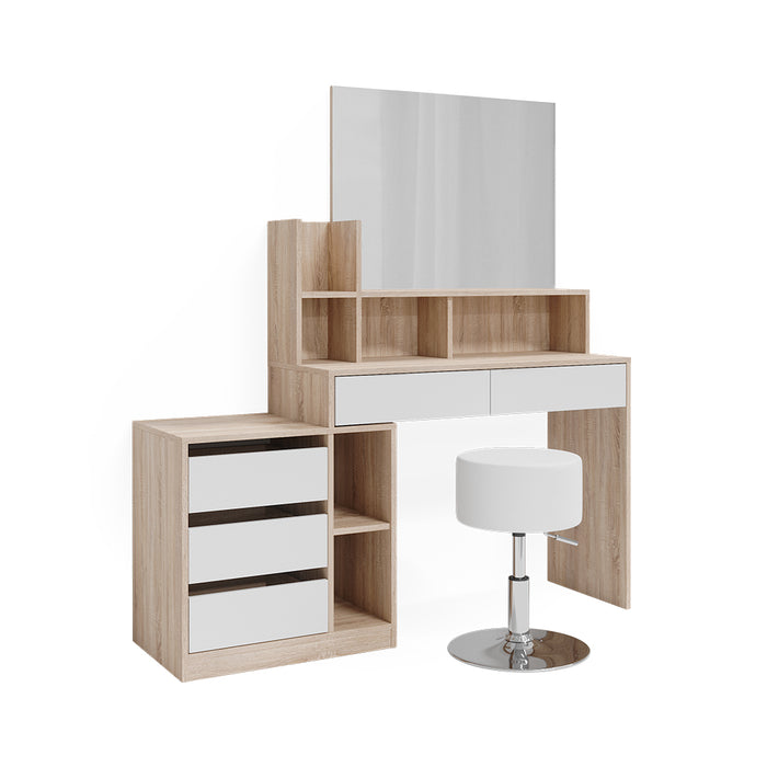 Vicco Tavolo da toilette Bianco/Sonoma 139.8 cm con sgabello
