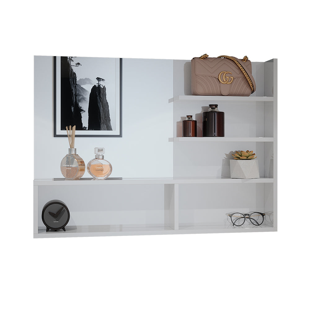 Vicco Specchio bagno Bianco lucido 89.8 x 65 cm con scomparti aperti
