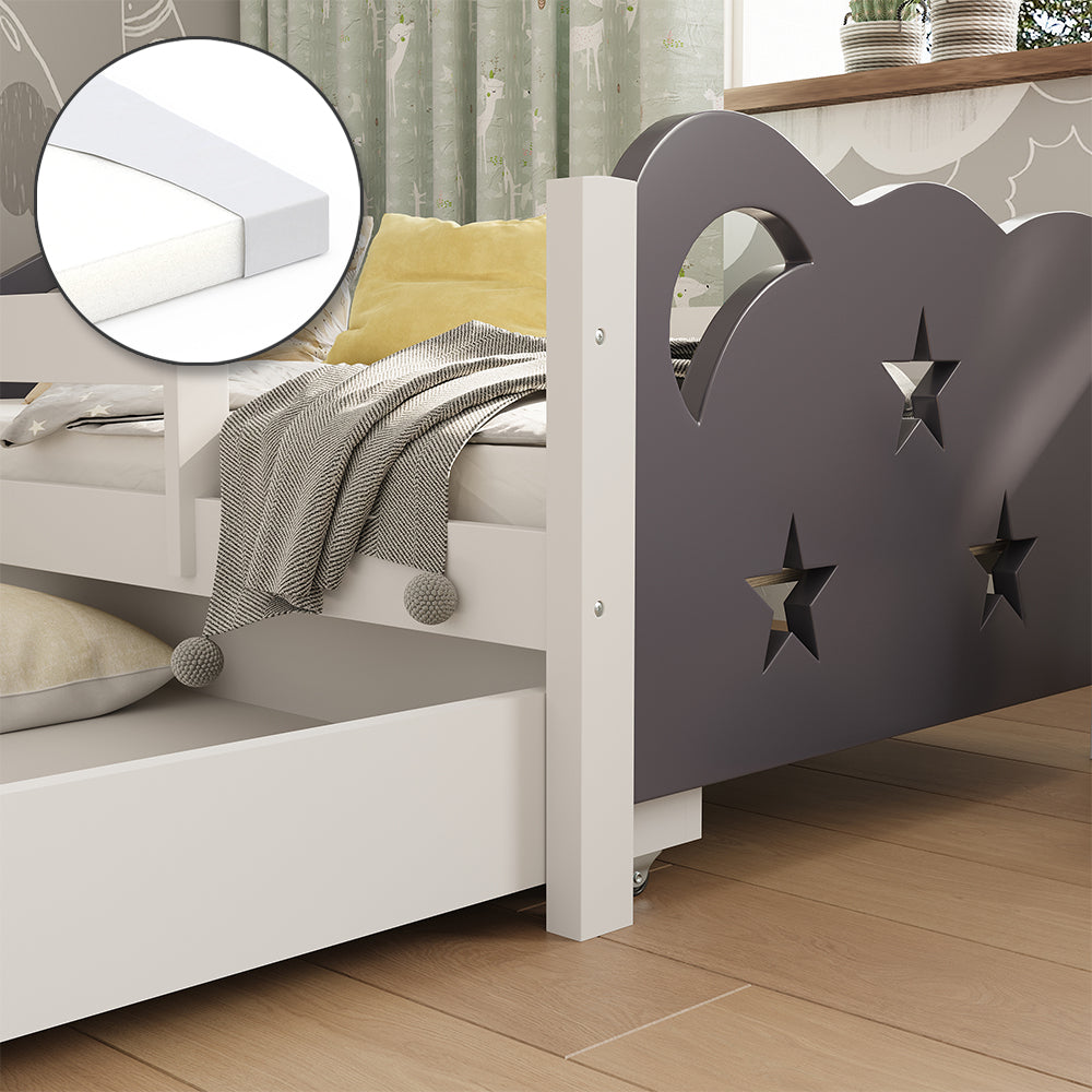 Vitalispa Letto per bambini Bianco/Grigio 80x160 cm con cassetto e materasso