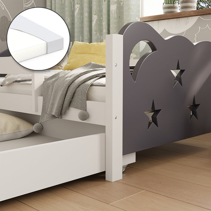Vitalispa Letto per bambini Bianco/Grigio 80x160 cm con cassetto e materasso