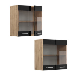 Vicco Mobile da cucina in vetro Nero lucido 60 cm