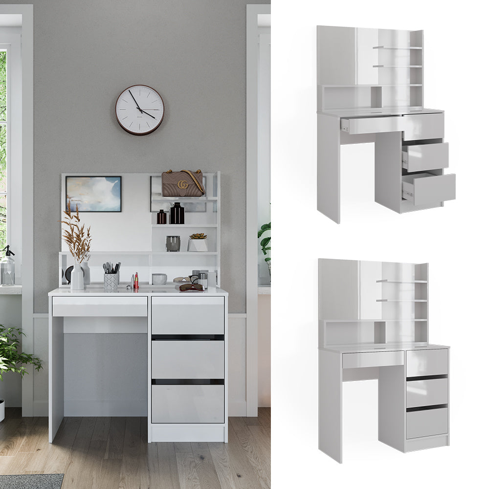 Vicco Tavolo da toeletta Bianco 90 cm con specchio