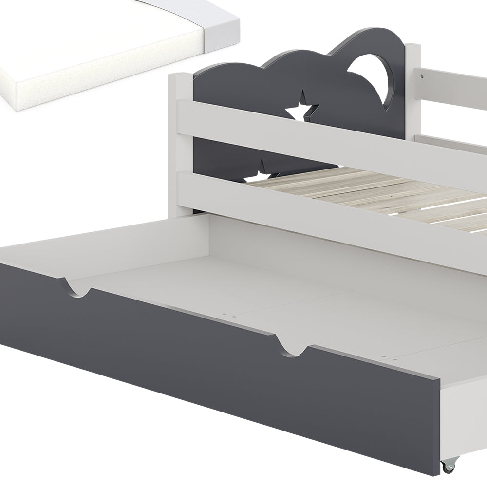Vitalispa Letto per bambini Bianco/Grigio 80x160 cm con cassetto e materasso
