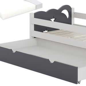 Vitalispa Letto per bambini Bianco/Grigio 80x160 cm con cassetto e materasso