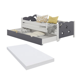 Vitalispa Letto per bambini Bianco/Grigio 80x160 cm con cassetto e materasso