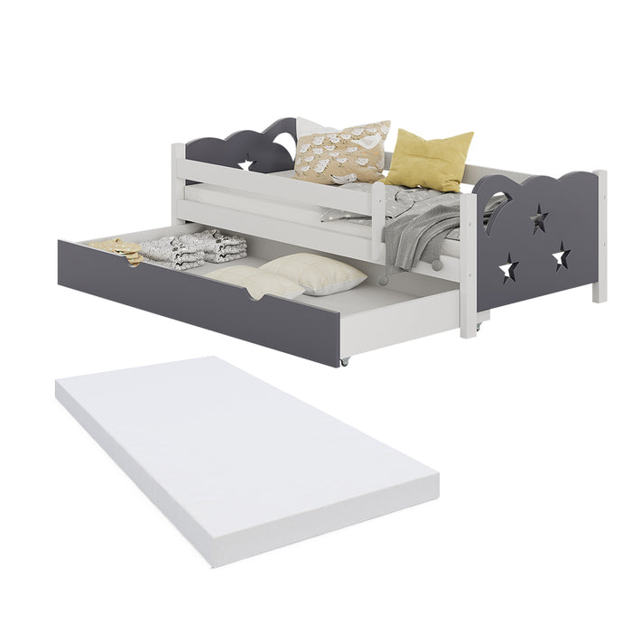 Vitalispa Letto per bambini Bianco/Grigio 80x160 cm con cassetto e materasso