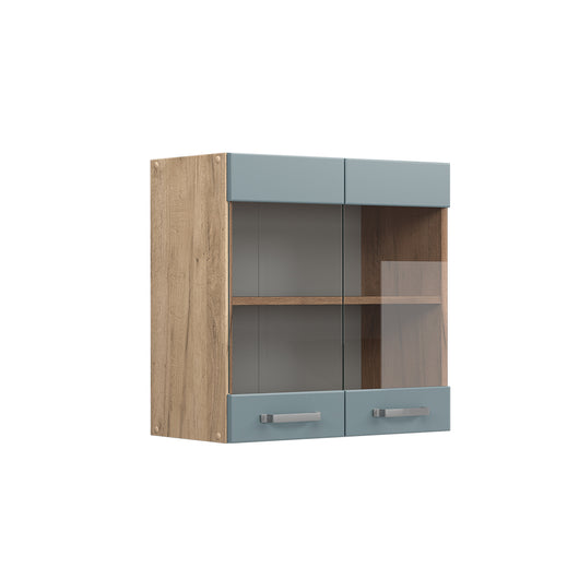 Vicco Mobile da cucina in vetro Grigio-blu 60 cm