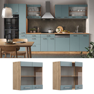 Vicco Mobile da cucina in vetro Grigio-blu 60 cm