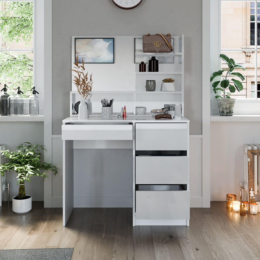 Vicco Tavolo da toeletta Bianco 90 cm con specchio