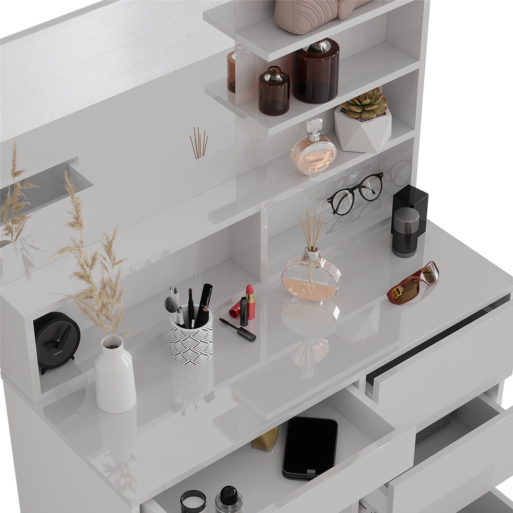 Vicco Tavolo da toeletta Bianco 90 cm con specchio