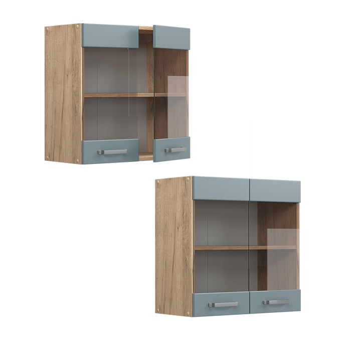 Vicco Mobile da cucina in vetro Grigio-blu 60 cm