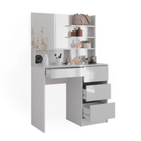 Vicco Tavolo da toeletta Bianco 90 cm con specchio