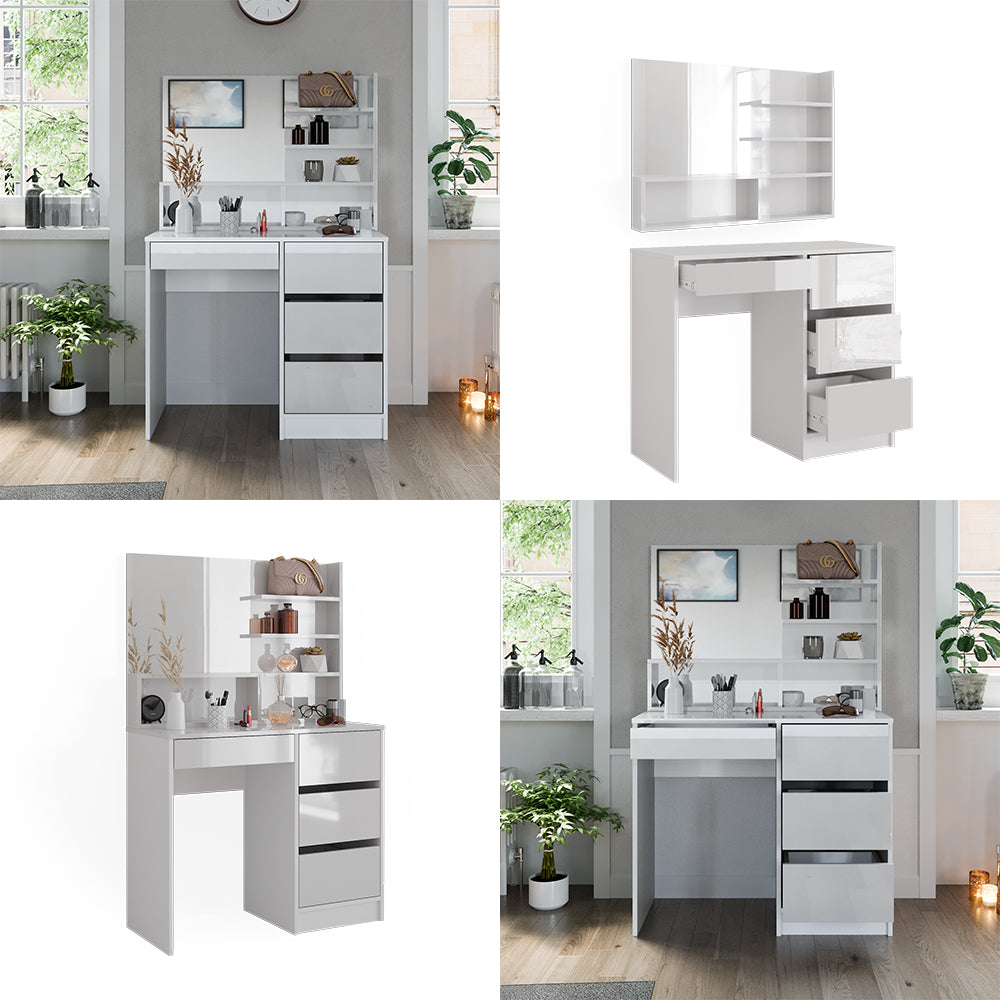 Vicco Tavolo da toeletta Bianco 90 cm con specchio