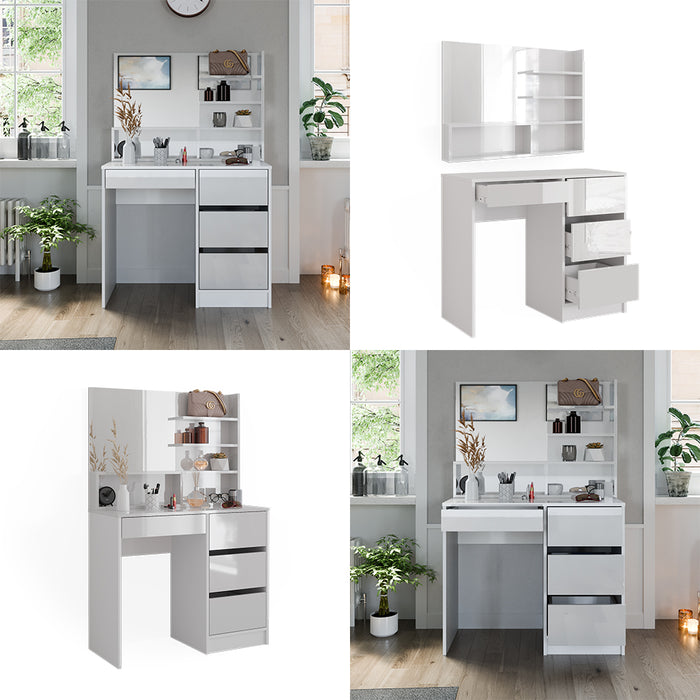 Vicco Tavolo da toeletta Bianco 90 cm con specchio