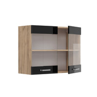 Vicco Mobile da cucina in vetro Nero lucido 80 cm