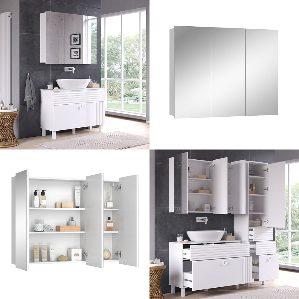 Vicco Specchio contenitore bagno Bianco 100 x 79.8 cm con 3 porte