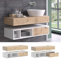 Vicco Mobile sottolavabo per bagno Bianco 100 x 15 cm con cassetto