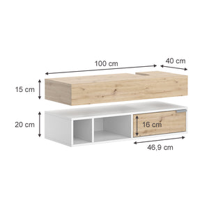 Vicco Mobile sottolavabo per bagno Bianco 100 x 15 cm con cassetto