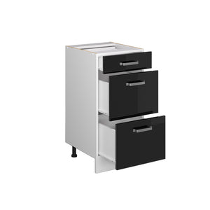 Vicco Base universale Nero lucido 40 cm con cassetti, senza piano di lavoro