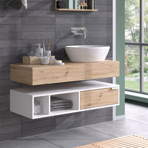 Vicco Mobile sottolavabo per bagno Bianco 100 x 15 cm con cassetto