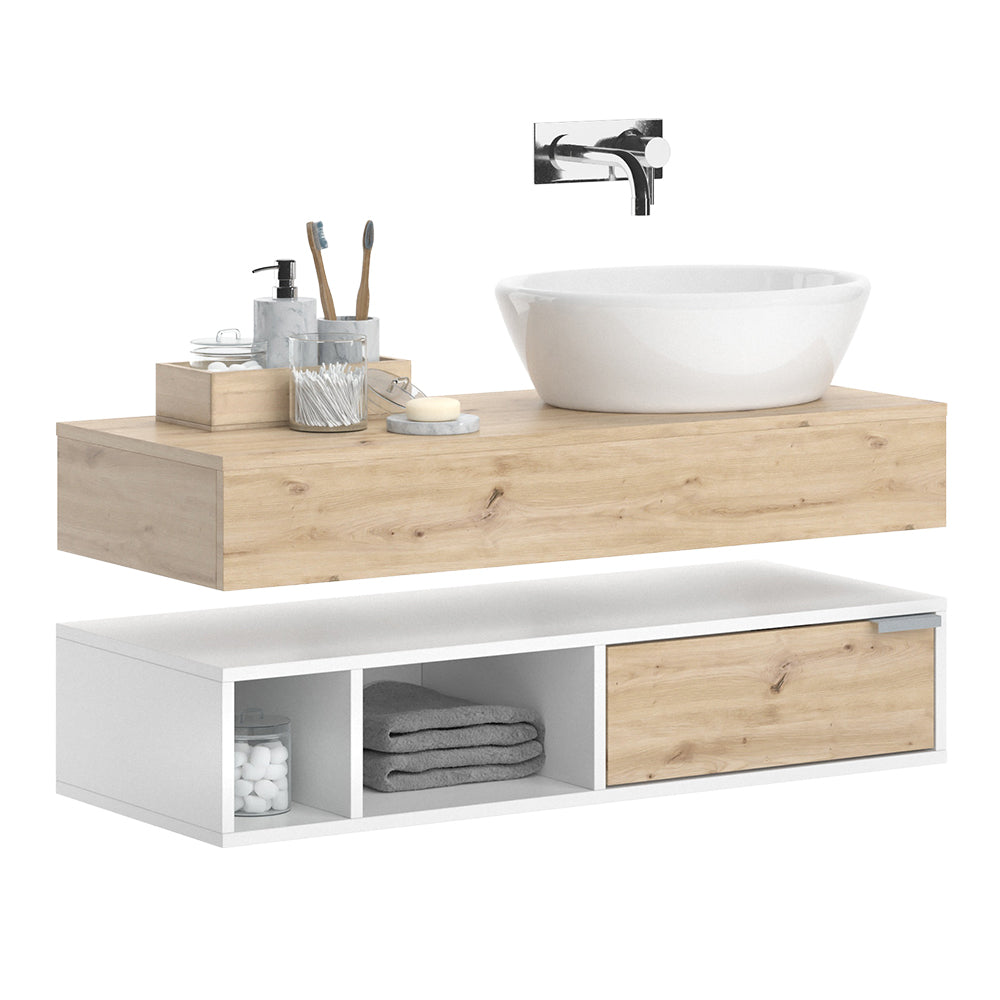 Vicco Mobile sottolavabo per bagno Bianco 100 x 15 cm con cassetto