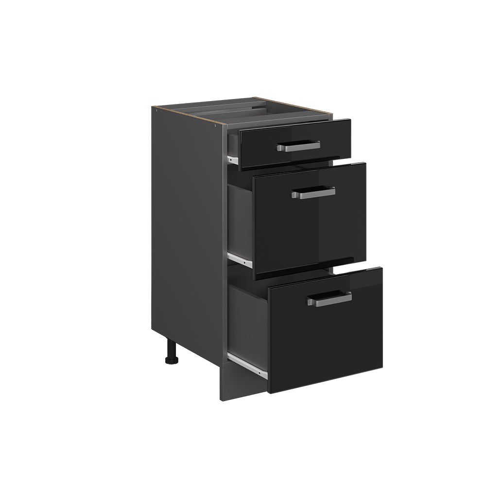 Vicco Mobiletto base per cucina Nero lucido 40 cm PL Marmo