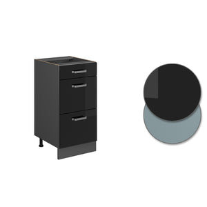 Vicco Mobiletto base per cucina Nero lucido 40 cm PL Marmo