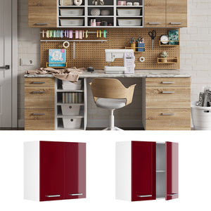 Vicco Pensile universale Rosso bordeaux lucido 60 cm con porte