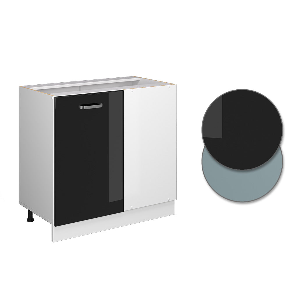 Vicco Armadio universale ad angolo Nero lucido 86 cm con anta, senza piano di lavoro