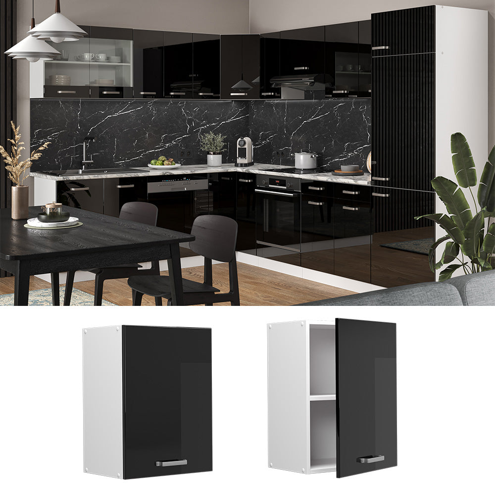 Vicco Pensile da cucina Nero lucido 45 cm