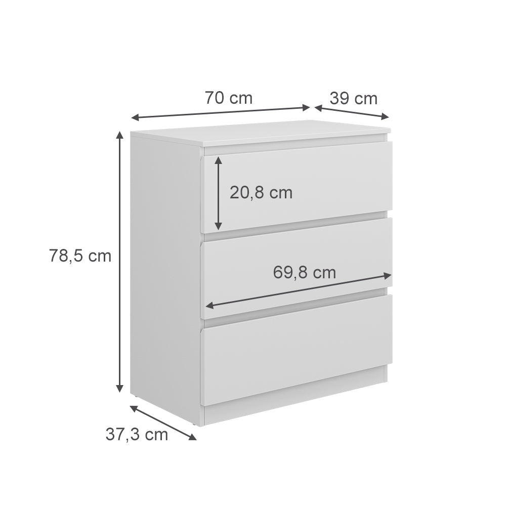 Vicco Cassettiera Bianco 39 x 78.5 cm