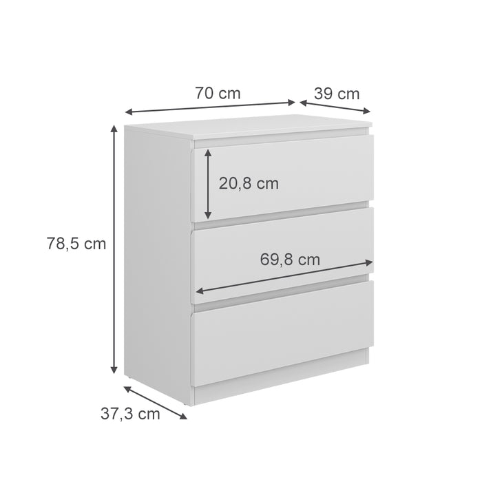 Vicco Cassettiera Bianco 39 x 78.5 cm