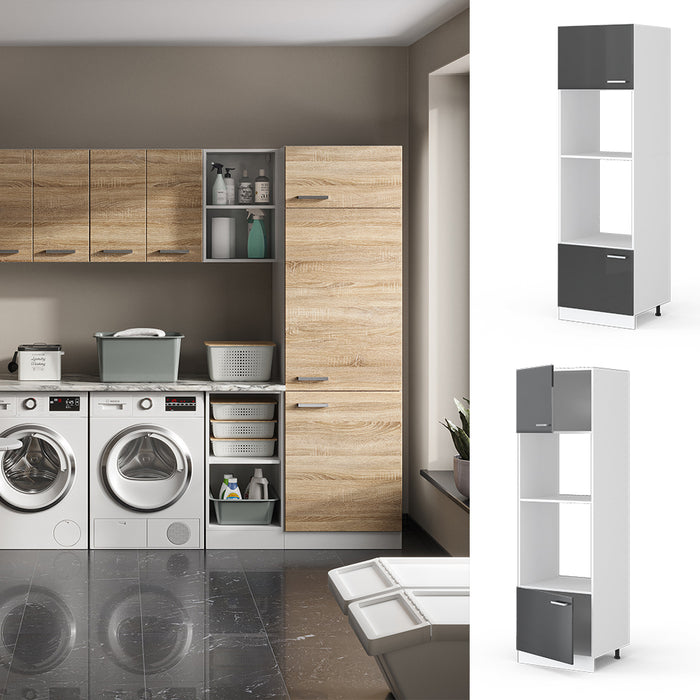 Vicco Dispensa universale Antracite lucido 60 cm con ripiani e ante a giorno