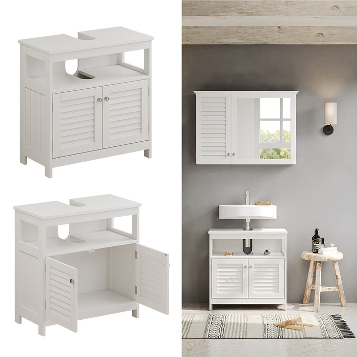 Vicco Mobile sottolavabo per bagno Bianco 60 x 60 cm con 2 ante e vano a giorno