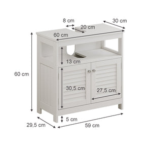 Vicco Mobile sottolavabo per bagno Bianco 60 x 60 cm con 2 ante e vano a giorno